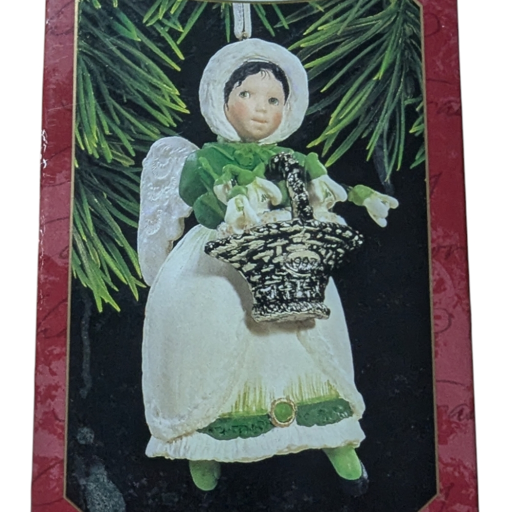Hallmark Snowdrop angel ornament vintage green